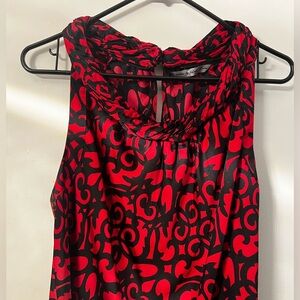 Signature by Larry Levine Printed Sleeveless Officewear Work Blouse Size L